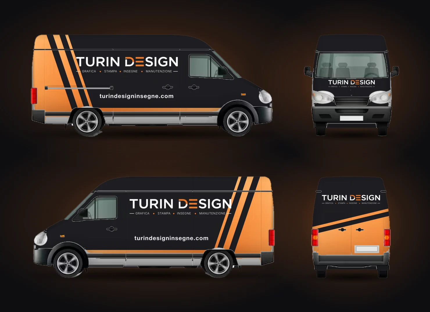 Furgone con grafica Turin Design: fiancate, fronte e retro